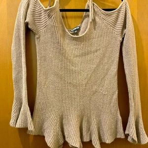 Cold shoulder express sweater